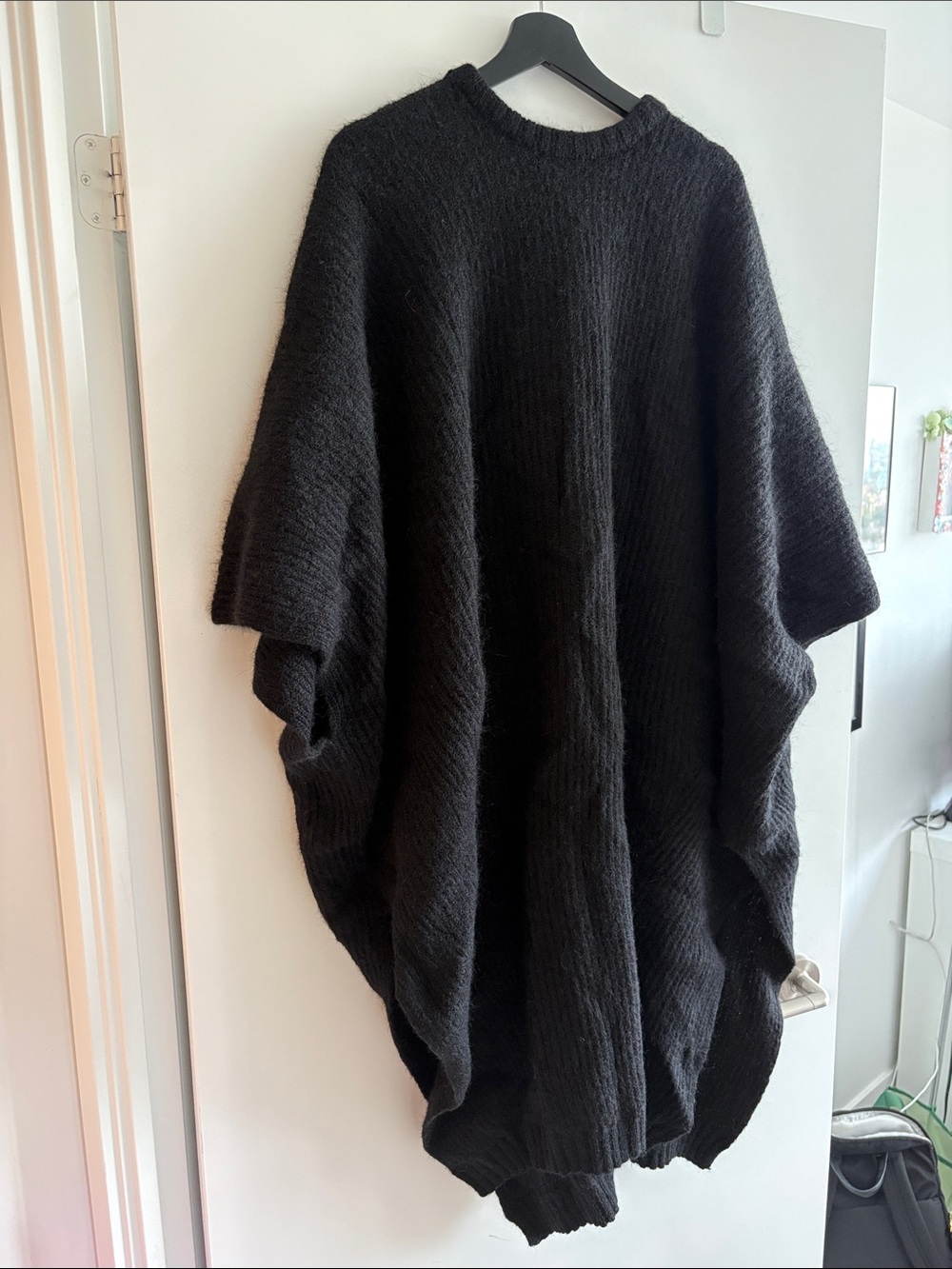 Alpaca Wool Oversized Sweater Poncho Dress Natural Fibre One Size